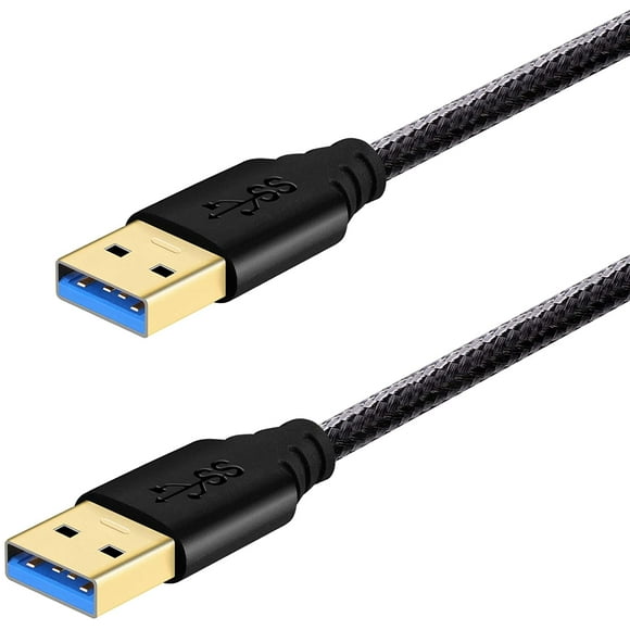 Fasgear USB 3.0 Extension Cable 3ft Nylon Braided USB to USB Cable Male to Male Cord 5Gbps for Hard Drive Enclosures, Modems, Cameras (1m, Black)