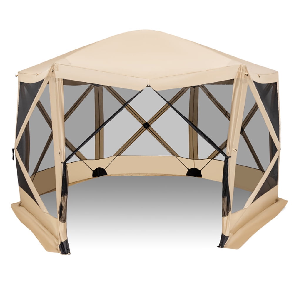 Aimee Lii 11.5 X 11.5 FT Pop-up Screen House Tent with Portable Carrying Bag, Outdoor Portable Tent for Camping, Traveling, Hiking-Coffee