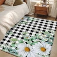 thumbnail image 4 of Area Rugs for Living Room Bedroom, Spring Floral 4'x6' Rug Washable Carpet Runner Indoor Outdoor, Daisy Eucalyptus Leaves Black White Plaid Non Slip Accent Floor Mats Rug for Kitchen, Office, 4 of 8