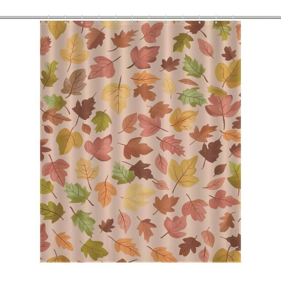 Autumn Harvest Maple Leaves Thanksgiving Shower Curtain Cloth Fabric Bathroom Decor with Hooks