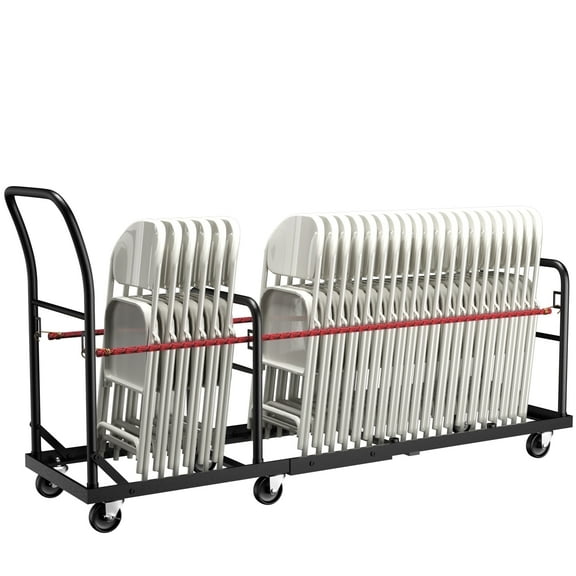 Vertical Multifunctional Folding Chair Cart, L-Shape Horizontal Placement Chair Cart,Heavy Metal Folding Chair Storage Rack for 35 Plastic Resin and 15 Wood Folding Chairs