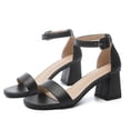 thumbnail image 5 of kkdom Women Chunky Sandals Heels Classic Ankle Strap Heels Black Size 7.5, 5 of 7