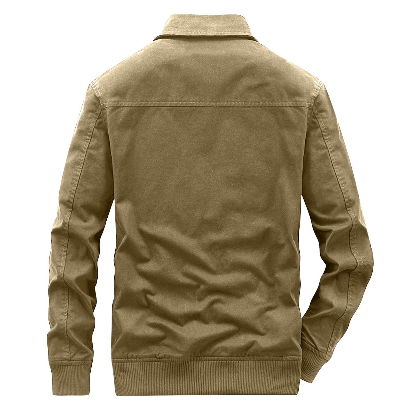 Men Casual Zipper Military Jackets Outdoor Long Sleeve Pocket