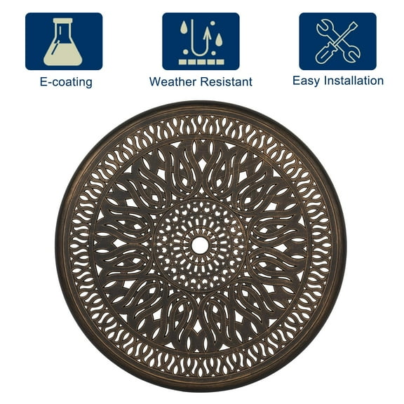 SamyoHome Aluminum Side Table, Round Dining Table, Bronze, Outdoor Bistro Table for Poolside