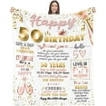 thumbnail image 1 of LHSHID 50th Birthday Gifts for Women 50 Year Old Gifts for Women Happy 50th Birthday Decorations Birthday Gifts for Women Turning 50 and Fabulous Blanket 30"x40", 1 of 7