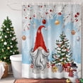 thumbnail image 4 of Dwarf Pine Tree Xmas Ball Snowflake Shower Curtain for Bathroom, Winter Fir Leaves Blue Ombre Waterproof Shower Curtains Washable Quick Dry with Hooks Bathtub Curtains 36x72IN, 4 of 9