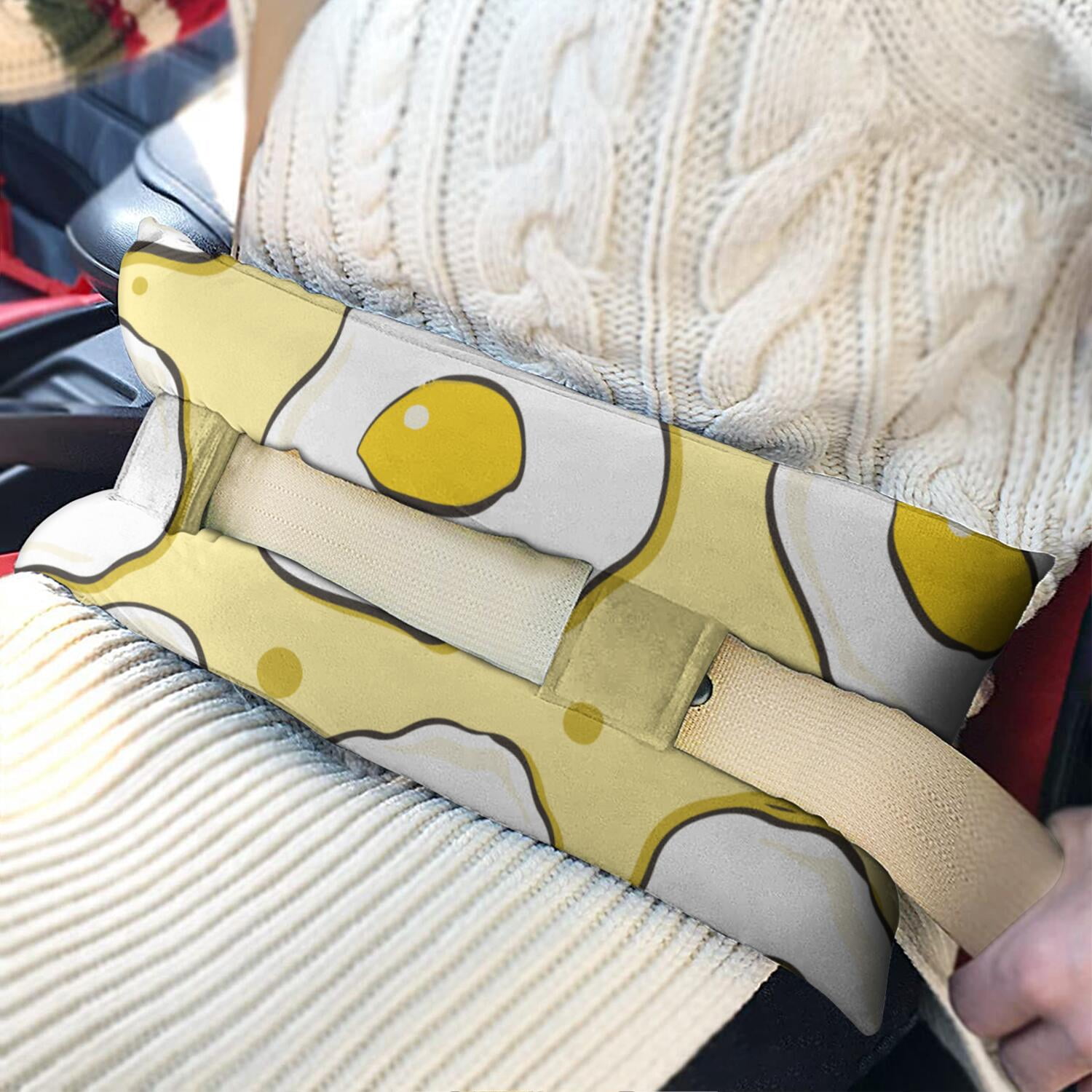 Fried Egg Plush Seat Belt Pillow - Post Surgery Chest Protector for Mastectomy & Heart Recovery - Women's Comfort Cushion for Car