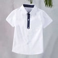 thumbnail image 2 of EnJoCho Boys Short Sleeve Button Down Shirt Cotton School Unifor𝗆 Tie Formal Top Kids Teen Graduation Photo Ready, 2 of 6
