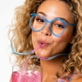 thumbnail image 5 of Silly Straw Glasses, Heart Shaped Plastic Glasses Straws, Reusable Portable Food Grade Drinking Straw for Party Birthday Meeting(Sky Blue), 5 of 8
