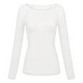 thumbnail image 1 of Blusa de malla transparente de manga larga para mujer: moldea los brazos sin costuras, elegante top a rayas para uso informal/vacaciones, tallas S-XXL, 1 of 3