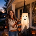 thumbnail image 6 of SDJMa Light Up Halloween Outdoor Hanging Ghost Decoration, White Pumpkin Ghost with LED Light for Outside Porch Patio Garden Yard Lawn Tree Decor, 6 of 8