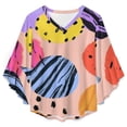 thumbnail image 4 of Abstract Colorful Patterned Circles Women's V-Neck Blouse With 3/4 Ruffled Bell Sleeves Casual Top Ladies Blouses, 4 of 7