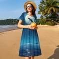 thumbnail image 4 of Disketp Night Sky Moon Dolphin para Vestido de Manga Corta para Mujeres, Vestidos de Verano para Mujeres, Casual y Holgado para la Playa, 4 of 6