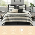 thumbnail image 2 of Lanco Black Gold Comforter Set King Size , 7 Piece Jaquard and Clip Soft Bedding Set , All Season, 2 of 7