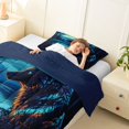 thumbnail image 3 of Manfei Woodland Wolf Twin Comforter Sets,Blue Sky Bedding Set,Navy Blue Reversible,2 Pieces,1 Comforter and 1 Pillowcase, 3 of 7