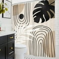 thumbnail image 4 of Boho Black Brown Beige Shower Curtain Modern Mid Century Tropical Palm Leaf Bathroom Minimalist Geometric Arch 72Wx72L Inches Bath Accessories Art Home Decor Fabric 12 Pack Hooks, 4 of 6