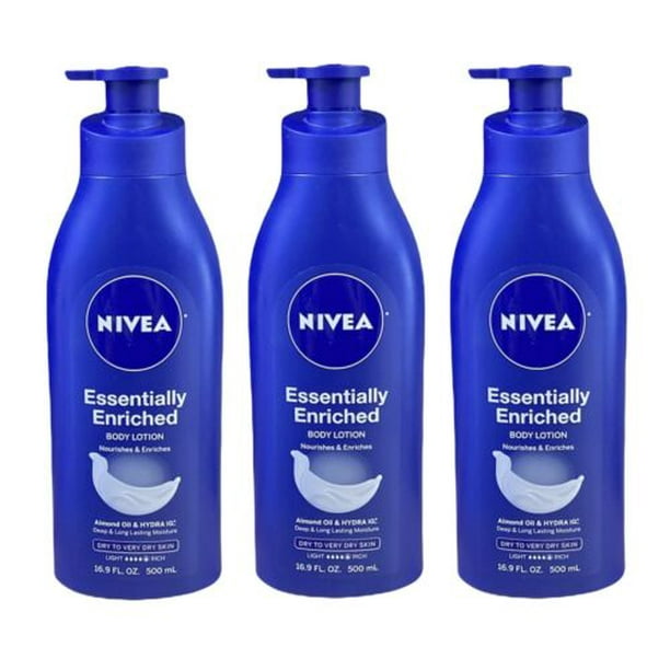 3 Pack NIVEA Essentially Enriched Body Lotion Almond Oil Very Dry Skin