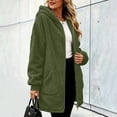 thumbnail image 5 of Lcziwo Womens Fleece Winter Jacket Zip Up Cuffed Long Sleeve Hooded Coats Casual Loose Fit Cozy Warm Long Outerwear with Pockets Green,L, 5 of 9