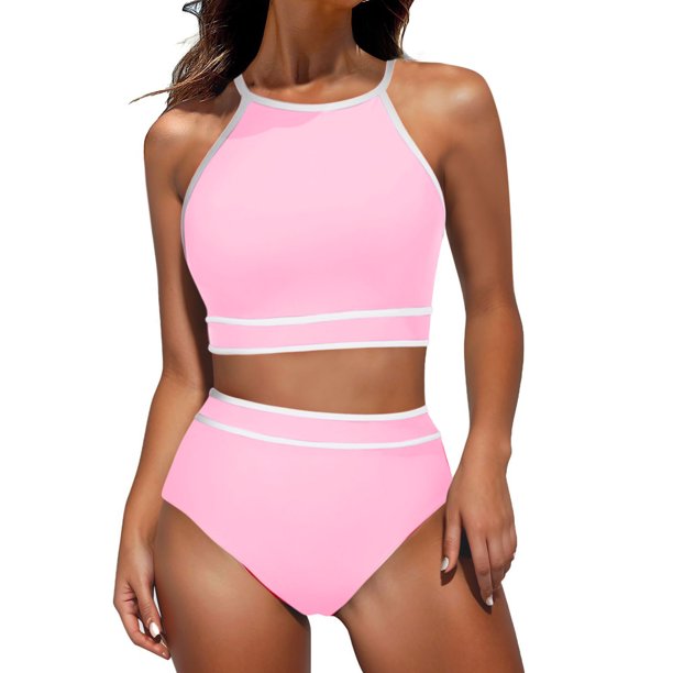 Traje de Baño de 2 Piezas para las Mujeres Hawaiana Estampado Tropical Cami Bra con Volantes, Juegos de Baño de Ropa de Playa para la Piscina Y el Mar