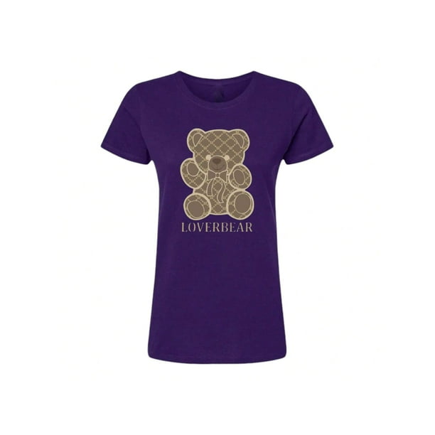 Playera Blusa Con Impresion De Oso LoverBear Con Fondo De Dinero Ropa De Mujer Juvenil Color Morado Talla Grande Marca Emil SaEs