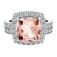 thumbnail image 4 of Pink Morganite Cushion Cut Halo Diamond Wedding Rings for Women 18K White Gold 3.30 CTW (G,VS1), 4 of 5