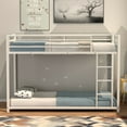 thumbnail image 3 of Gymax Twin Over Twin Bunk Bed Frame Platform with Guard Rails & Side Ladder White, 3 of 10