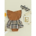 thumbnail image 3 of Suealasg Baby Girls Romper Dress 3M 6M 9M 12M Infant Flying Sleeve Plaid Patchwork Ribbed Romper with Headband 2PCS Toddler Girls Summer Outfits, 3 of 8
