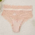 thumbnail image 2 of WULMLEO Thongs For Women Sexy Floral Bikini Thongs High Rise Seamless Flowy Underwear Lightweight Briefs G String Soft Panties Beige M, 2 of 3