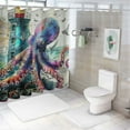 thumbnail image 7 of Fenyluxe  Extra Long Cool Colorful Nautical Octopus Shower Curtain Waterproof Fabric Wide Shower Curtains for Bathroom Funny Ocean Kraken Bathroom Shower Curtain Decor 60x72, 7 of 7