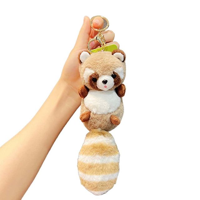 Exquisite Plush Key Pendant Fully Filled Raccoon Keychain Raccoon Doll Ornament Stuffed Animal Doll Plush Key Chain-week