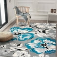 thumbnail image 3 of World Rug Gallery  Modern Floral Design Area Rug Blue 6'6" x 9' 6' x 9', 7' x 9' Indoor Living Room, Bedroom, Dining Room White, Yellow, Grey, 3 of 5