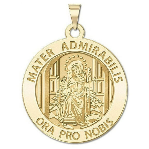 Mater Admirabilis Religious Medal - 2/3 Inch Size of Dime, Solid 14K Yellow Gold