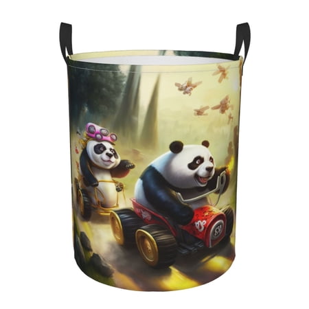 Panda Race Laundry Basket Organizer Collapsible -Dirty Clothes Hamper for Bathroom Kids Girls Boys Laundry Hamper Soap Box Cart Emotion Velocity Track