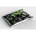 thumbnail image 2 of Ambesonne Plant Pillow Sham 2 Pack, Greyscale Stones and Leaves, 36"x20", Dark Taupe and Lime Green, 2 of 3