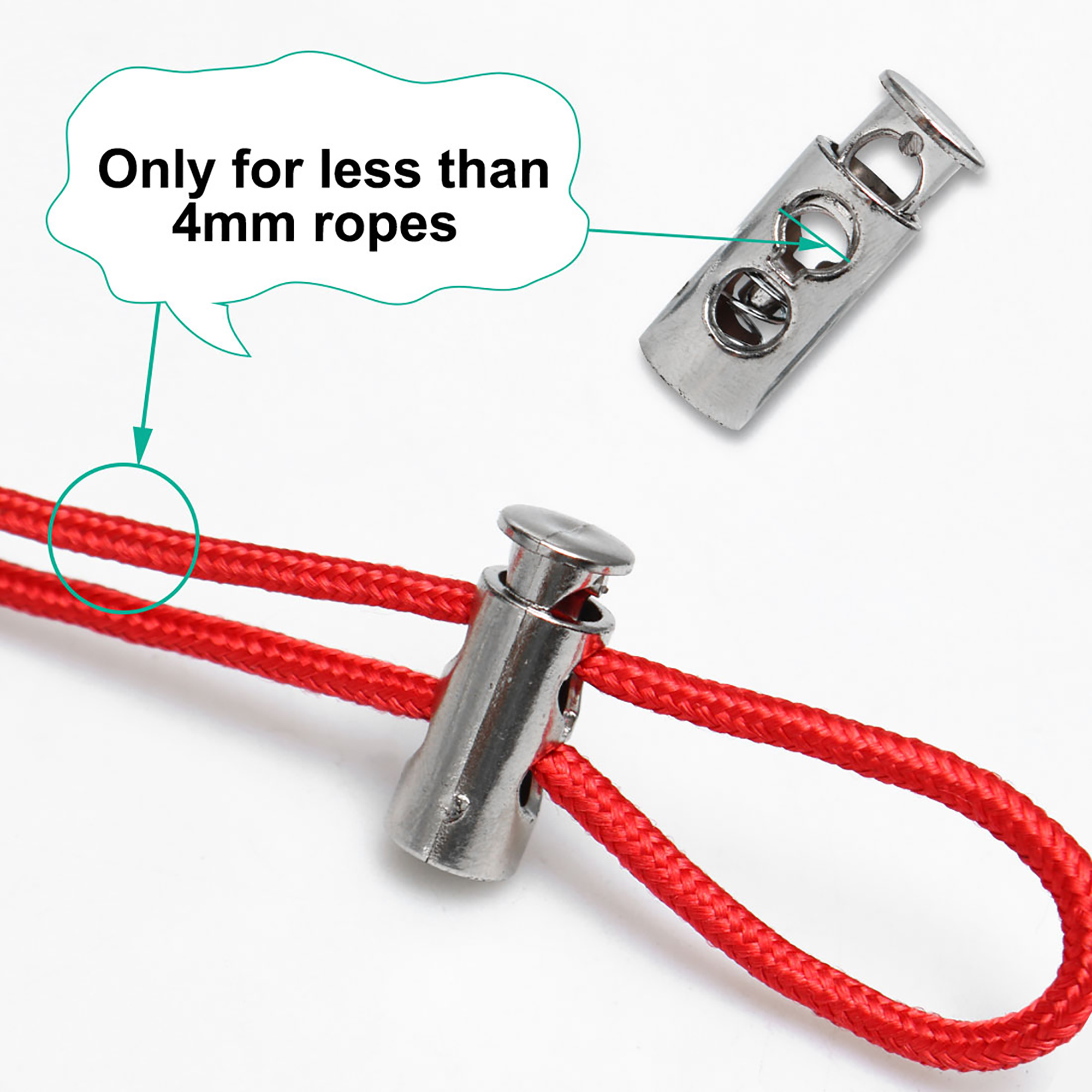 40pcs Spring Cord Locks Plastic End Clip Stoppers Fastener Double Holes