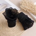 thumbnail image 3 of Conjunto de cuenco de mano estilo Lolita de encaje negro de varias capas para otoño e invierno, suéter de punto para mujer, guantes y mangas falsas, 3 of 5
