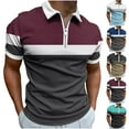 thumbnail image 6 of ZCFZJW Mens Casual Short Sleeve Half Zip up Graphic T-Shirts Lapel Collar V Neck Striped Color Block Pattern Print Tshirt Tops Slim Fit Basic Shirts Wine XL, 6 of 6