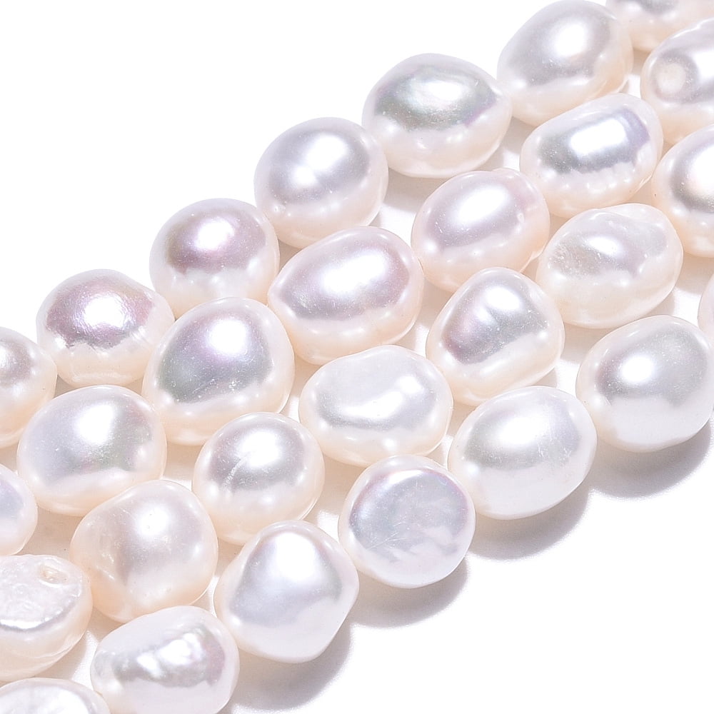 Natural Cultured Freshwater Pearl Beads Strands Baroque Pearls Keshi Pearl Beads Two Sides Polished Seashell Color 8.5~15x7~9.5x7~9mm Hole: 0.6mm about 33~37pcs/strand 14.17~14.57 inch(36~37cm)