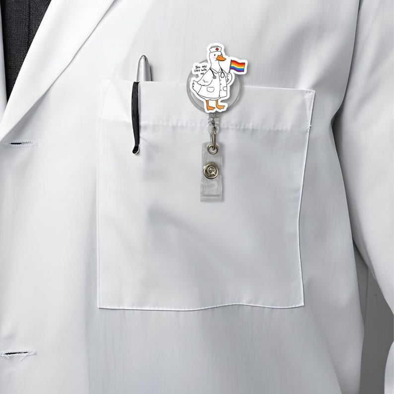 TiniDecor Nurse Goose Pride Badge Reel, Retractable ID Holder, Cute Gift for Healthcare Workers