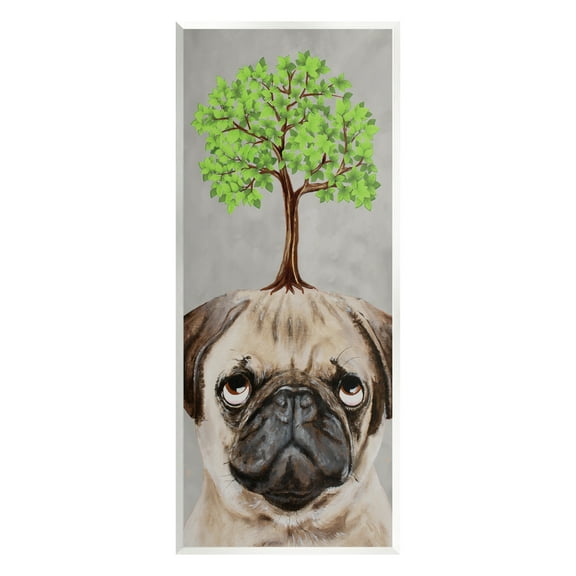 Stupell Industries Pug Growing Tree Portrait Animals & Insects Painting Unframed Art Print Wall Art