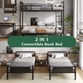 thumbnail image 3 of Hijob Twin over Twin Bunk Bed(Convertible into 2 Seperate Beds),Antique Heavy Duty Metal Bed Frame with Storage Bag&Hooks for Adults Teens,Black, 3 of 11