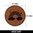thumbnail image 2 of Sweet Adorable Magical Rainbow 2.5" Faux Leather Round Engraved Iron-On Patch - Brown, 2 of 6