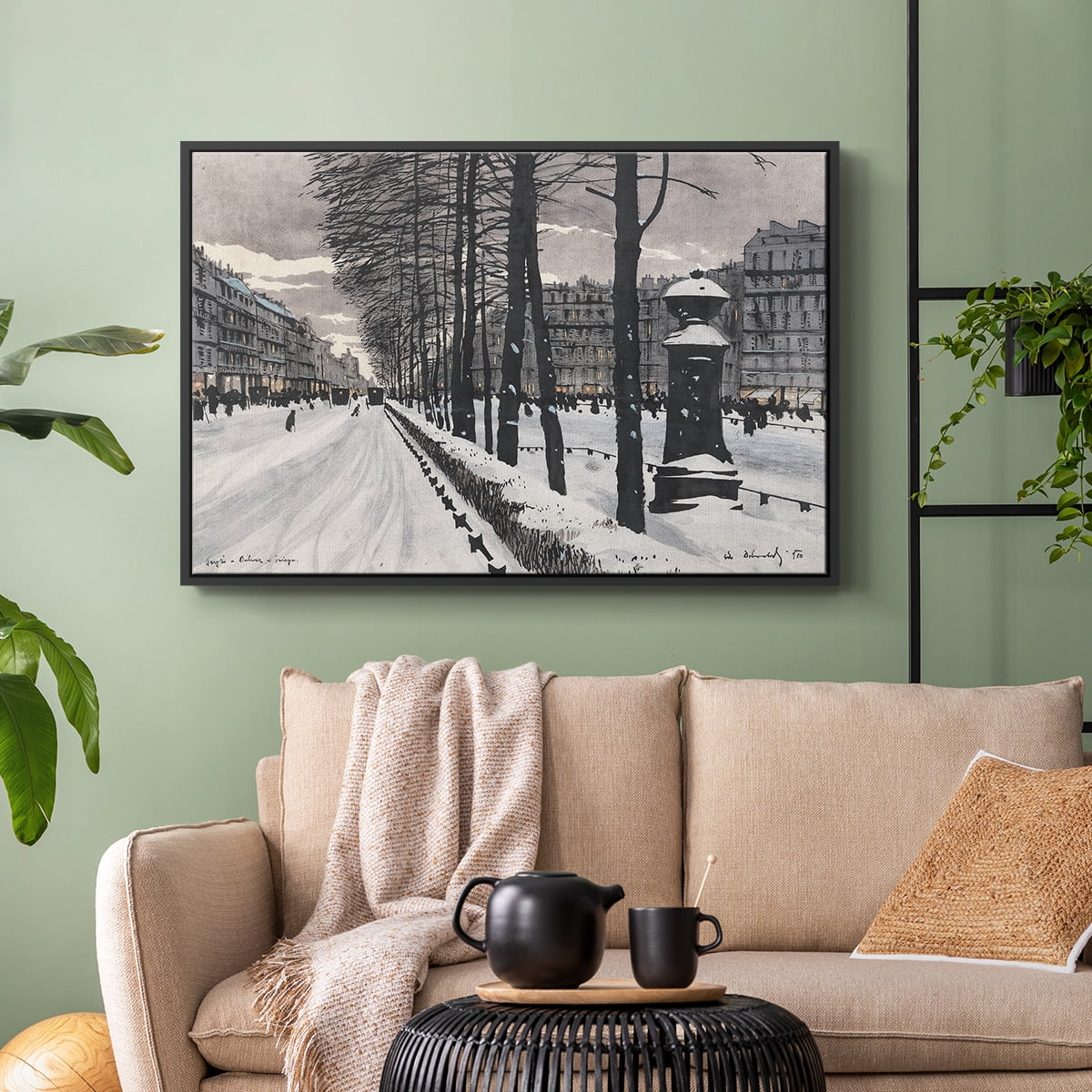 Vintage Landscape-CCLXXI By Wexford Home Framed in Black Wood Gallery Wrapped Canvas 25 in. x 37 in.