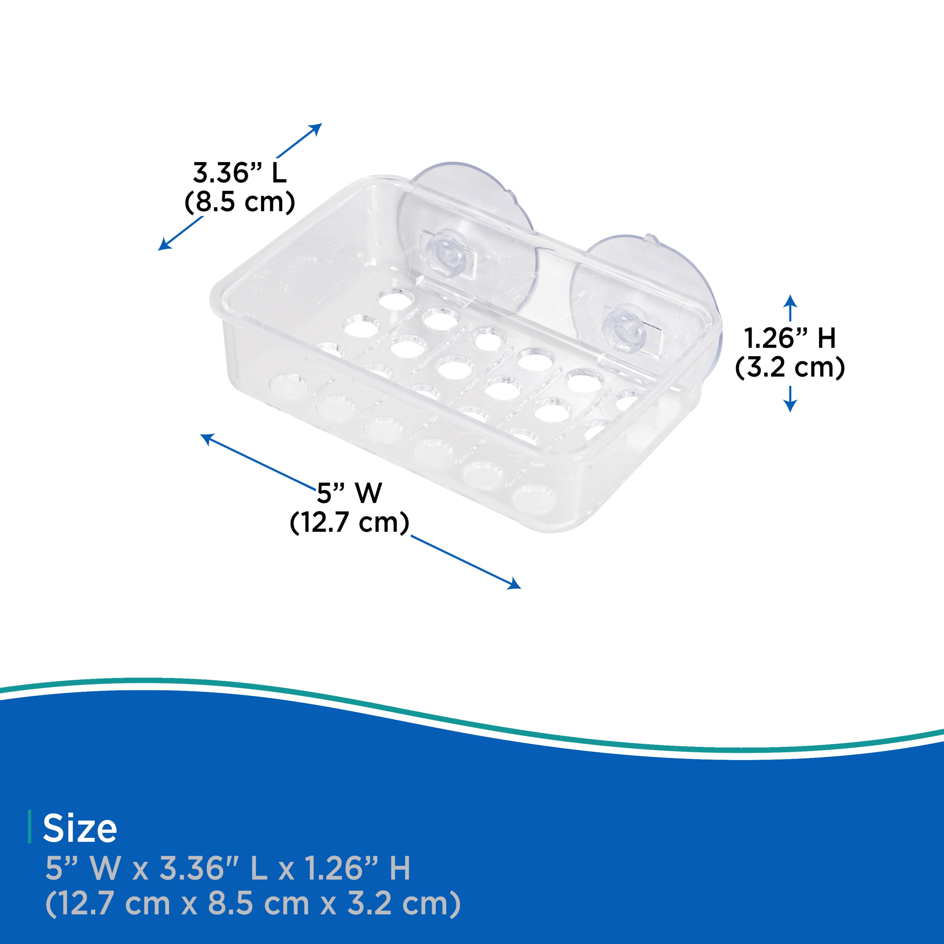 Kenney Plastic Suction Cup Soap or Sponge Dish, Clear