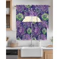 thumbnail image 2 of Purple Floral Swag Valance and Tier Curtains 24'' Length Set, Vintage Green Flower Ombre Botanical Light Filtering Kitchen Curtains, Tier Curtain Valances for Bathroom/Living Room/Bedroom/Café, 2 of 6