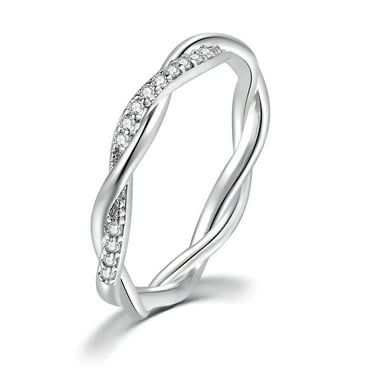 Designice Rings for Women，Sterling Silver Sterling Silver Rings，Sterling Silver Stack Twisted Silver Rings