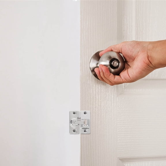 OUNONA Plated Silver Sliding Door Latch Lock Stainless Steel Buckle for Barn and Closet Doors