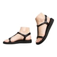 thumbnail image 3 of Bibifish Womens Flat Sandals Bohemian Feminine Laid-Back Thong Elastic Slingback Footbed Woven Floral Pearl Flat Sandals Summer Casual Sandals, 3 of 7