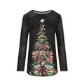 thumbnail image 4 of IROINID Chemises de Noël en Solde pour Femmes Blouse à Manches Longues Col Rond Imprimé, Noir, 4 of 6