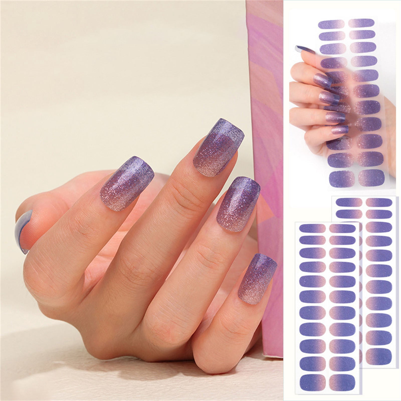 Diva Nails on Gel Stickers Nail Stickers for on Nails Nail Stickers for Acrylic Nails Extra Long Tips for Nails Coffin Shape Colors Finger Wraps for Nail Techs Semi Cu Gel Nail Strips Cute
